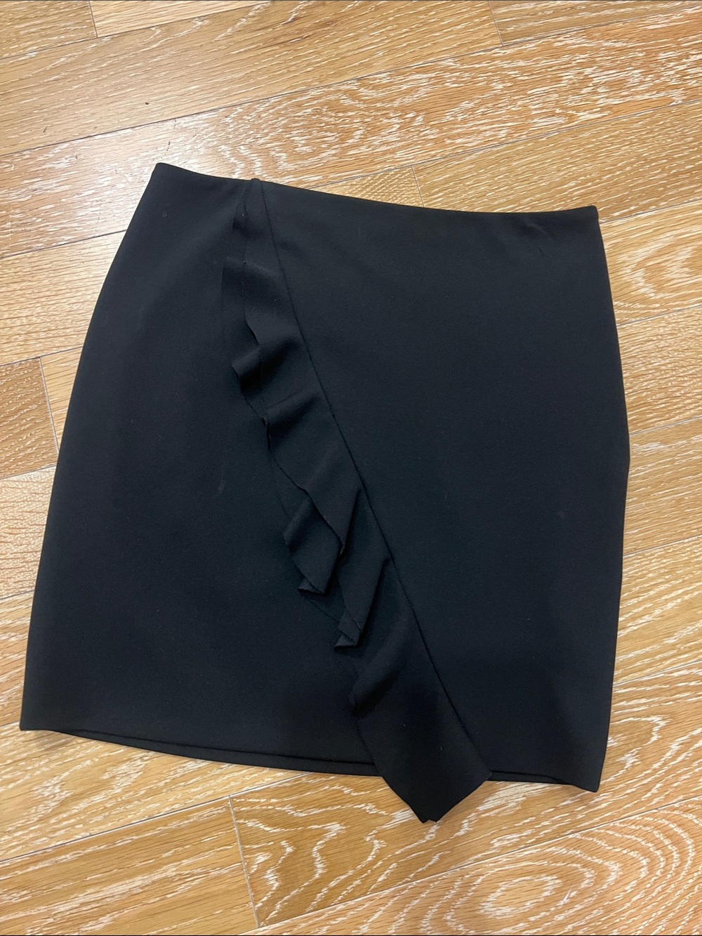 IRO Black Mini Skirt with Asymmetrical Ruffle